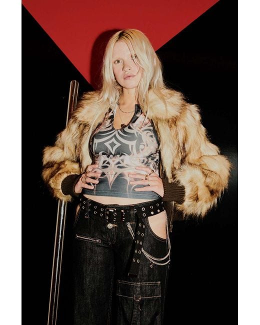 Urban Outfitters Brown Uo Mulvey Faux Fur Cropped Jacket