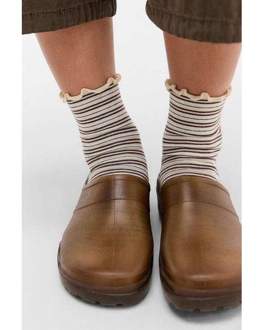 Out From Under Natural Stripe Lettuce Edge Socks