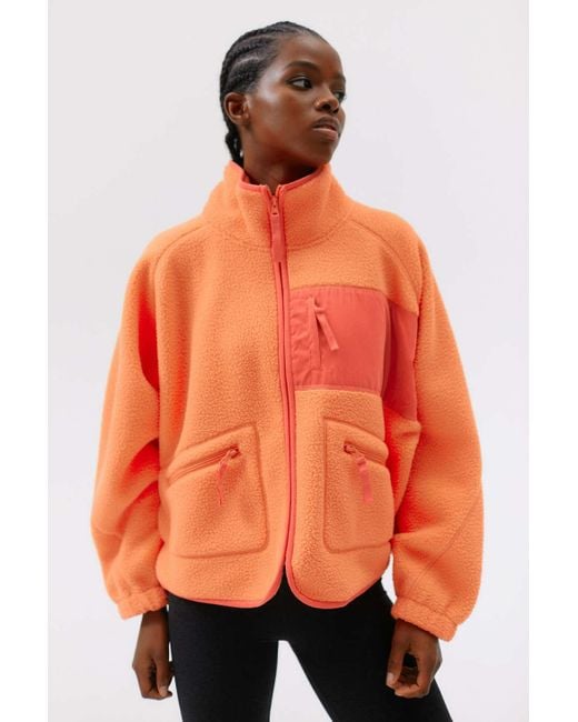 Urban Outfitters Orange Uo Stormie Plush Fleece Jacket