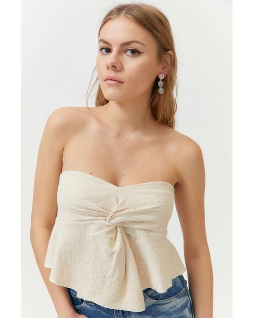 Urban Outfitters White Uo Santorini Twist-front Tube Top