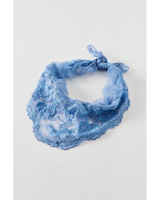 Urban Outfitters Blue Sheer Floral Lace Headscarf