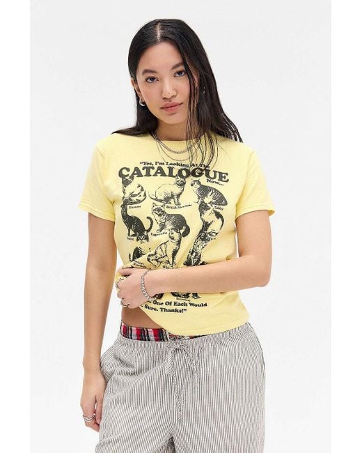 Urban Outfitters Yellow Uo Cat Catalogue Relaxed T-shirt