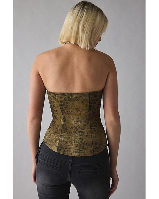 Urban Outfitters Green Uo Riley Strapless Seamed Denim Tube Top