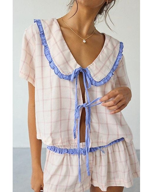 Out From Under Pink Sweet Dreams Tie-Front Top + Micro Short Pj Set