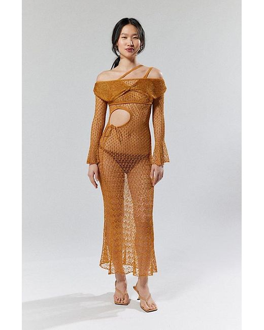 House Of Sunny Brown The Solar Sheer Knit Shrug Sweater