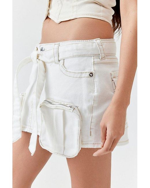 True Religion White Sadie Cargo Micro Mini Skirt