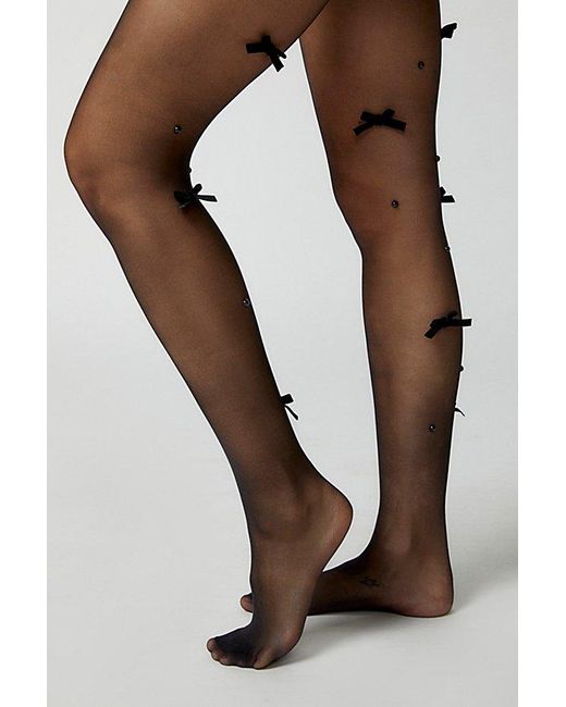 Urban Outfitters Black Uo 3D Bow Tights