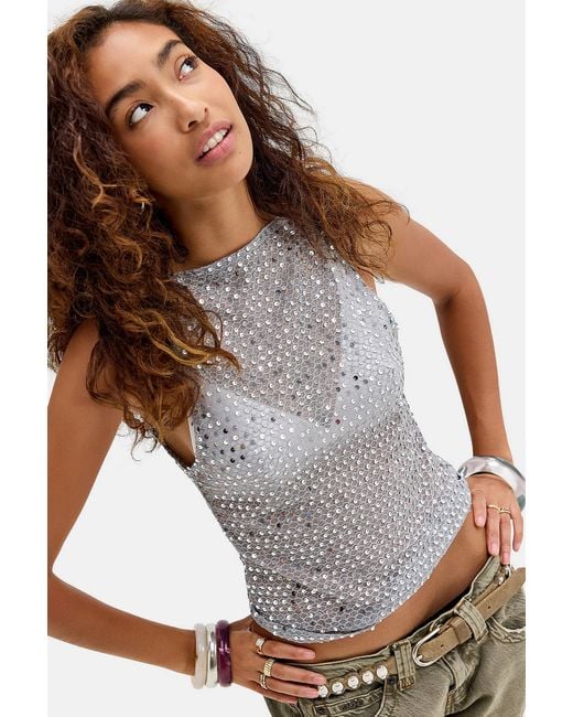 Motel Gray Dudley Sequin Top