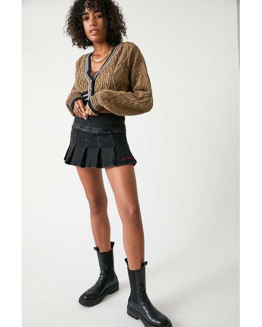 Urban Outfitters Black Uo 00s Pleated Denim Kilt