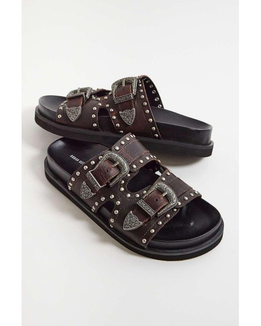 Urban Outfitters Uo Nevada Brown Leather Sandals