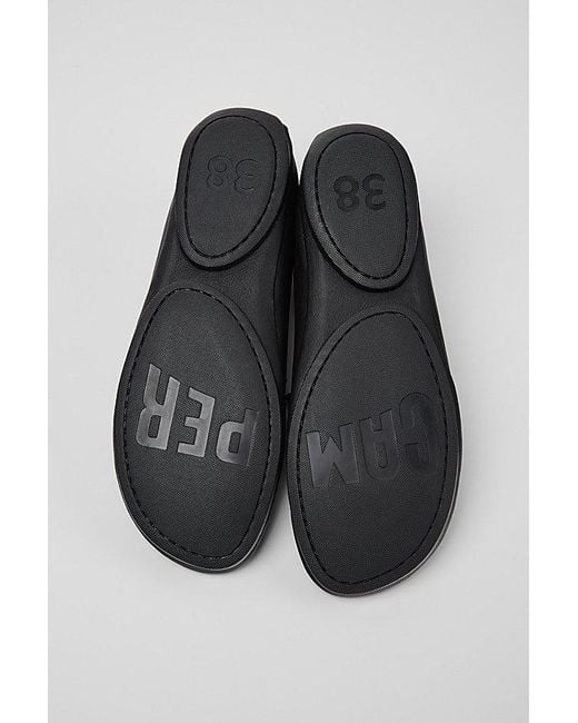 Camper Black Right Nina Leather Lace-Up Ballerina Flat