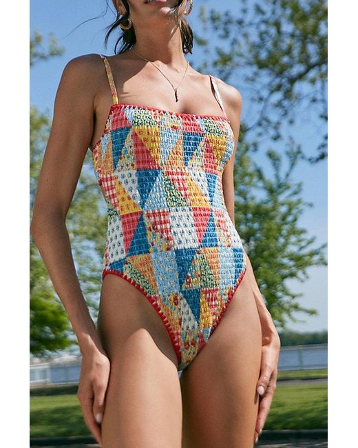 Out From Under Green Patchwork One-Piece Swimsuit