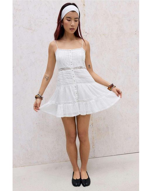 Kimchi Blue Natural Poppy Pintuck Babydoll Dress