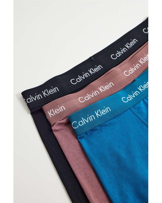 Calvin Klein Black, Blue & Mauve Boxer Trunks 3-pack S At Urban Outfitters for men
