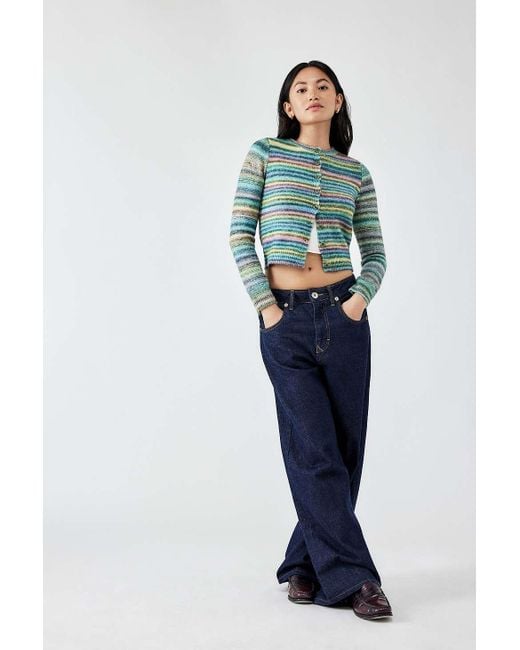 BDG Blue Space-dye Stripe Cardigan