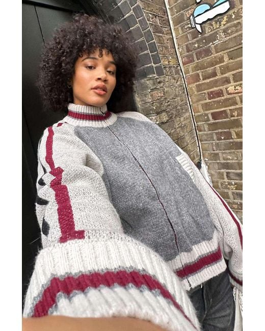 トップス Jaded London Jacket Knit Jaded London Team 85 Knit Jacket in Grey | Lyst UK