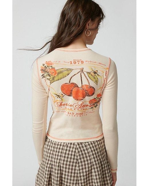 Urban Outfitters Natural Cherie Amour Long Sleeve Baby Tee
