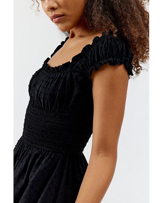 Urban Outfitters Black Uo Rosie Smocked Tiered Ruffle Romper