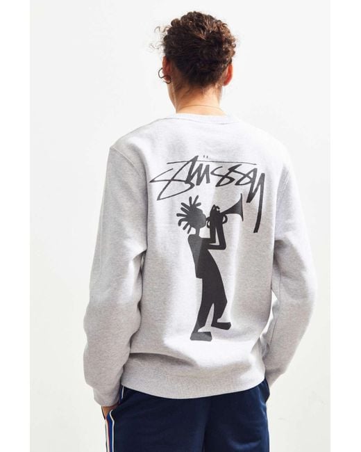 Stussy Gray All That Jazz Crew-neck Sweatshirt for men