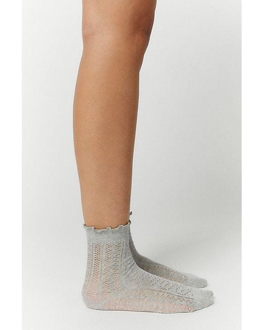 Urban Outfitters Red Lettuce-Edge Pointelle Crew Sock