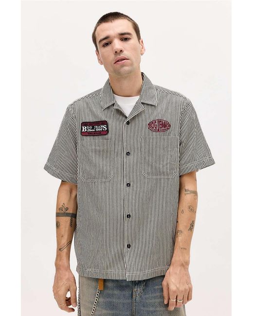 BDG Gray Black & White Arlo Mechanic Shirt for men