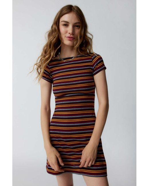 Urban Outfitters Brown Uo Nadia Fitted Tee Dress