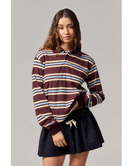Lioness Red Striped Long-sleeve Polo Top