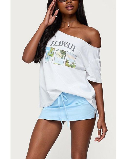 Edikted White Hawaiian Babe Off Shoulder T Shirt Top