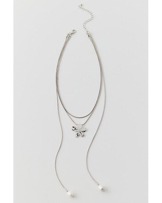 Urban Outfitters White Delicate Flower Layered Necklace