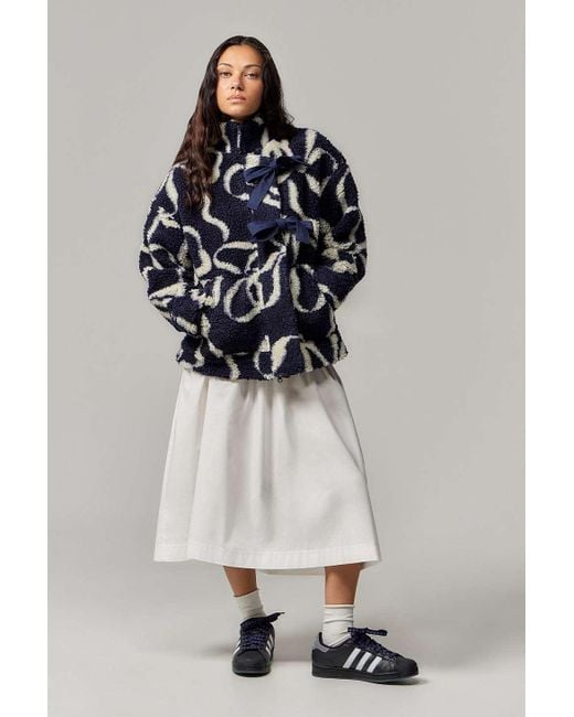 Damson Madder Blue Ingrid Bow Borg Jacket