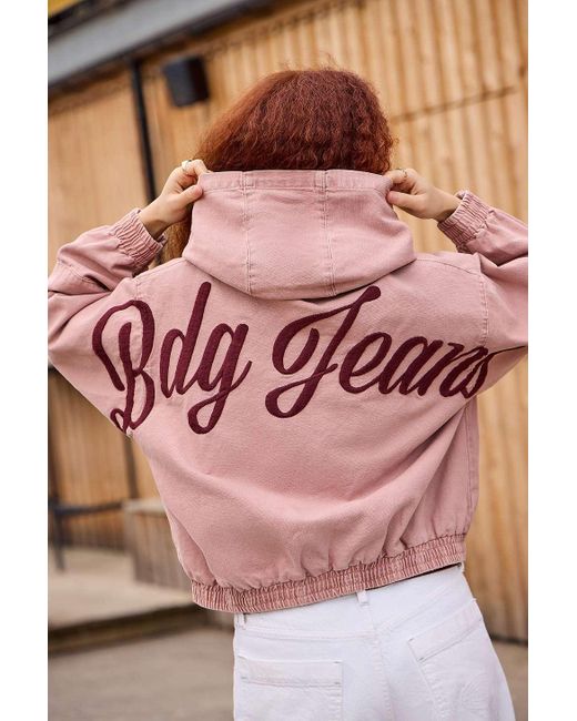 BDG Pink Daria Embroidered Unwadded Canvas Jacket Xs At Urban Outfitters