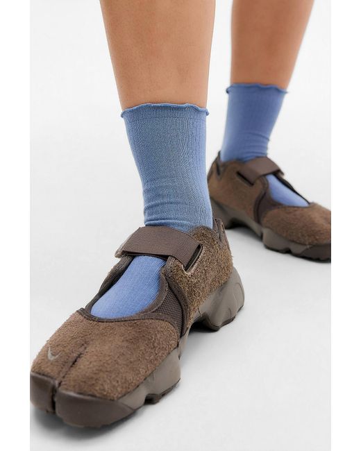 Out From Under Blue Tabi Frill Edge Socks