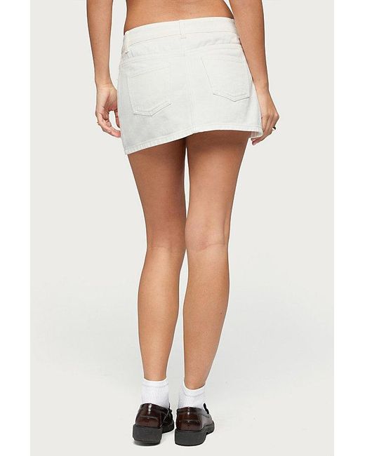 Edikted White Spencer Low Rise Denim Micro Skirt