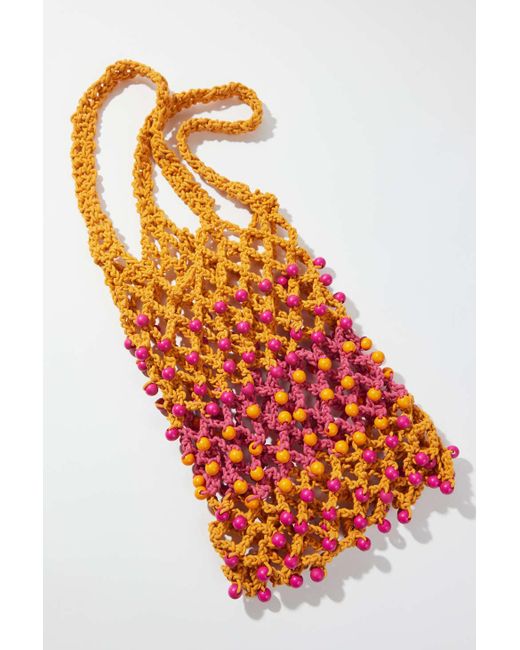 Urban Outfitters Orange Uo Casey Beaded Knit Hobo Bag