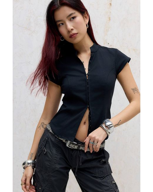 Silence + Noise Blue Silence + Noise Kaia Keyhole Bengaline Blouse