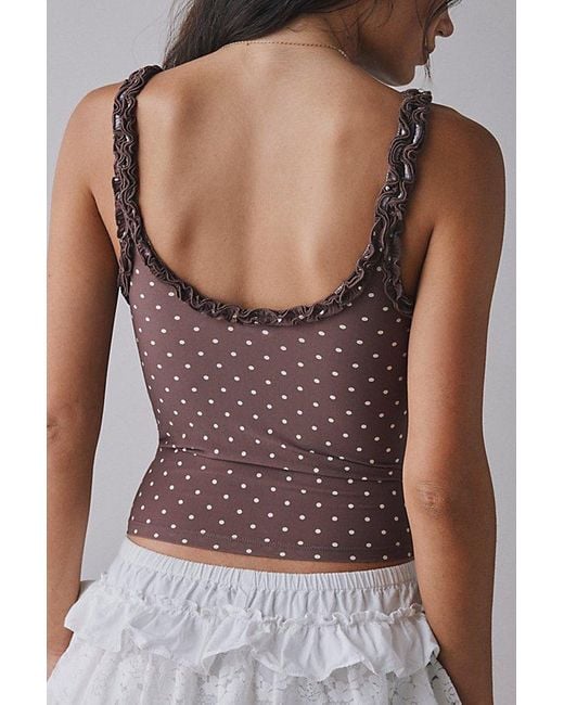 Out From Under Multicolor Cammy Ruffle Trim Mesh Tank Top