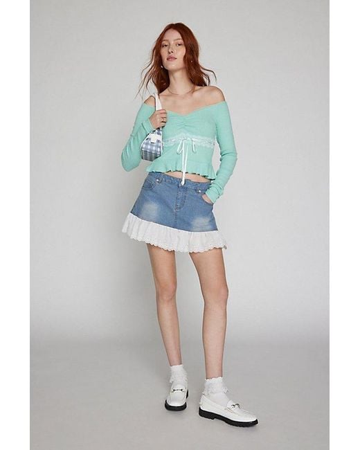Kimchi Blue Green Kimchi Gianna Off-The-Shoulder Lace-Inset Top