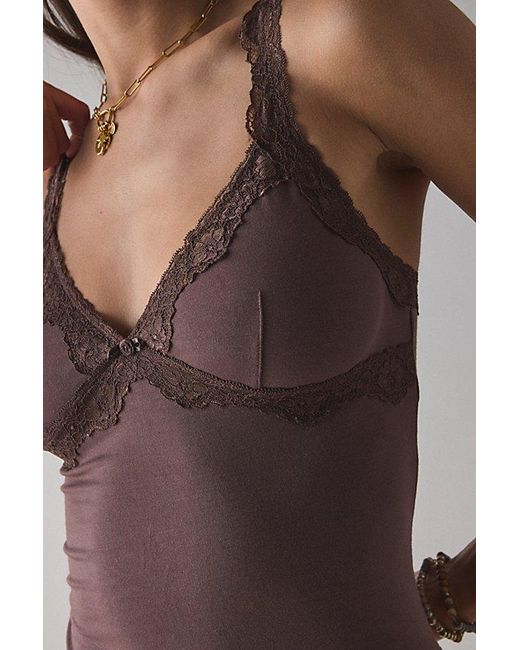 Out From Under Brown Lace Trim Soft Touch Cropped Cami