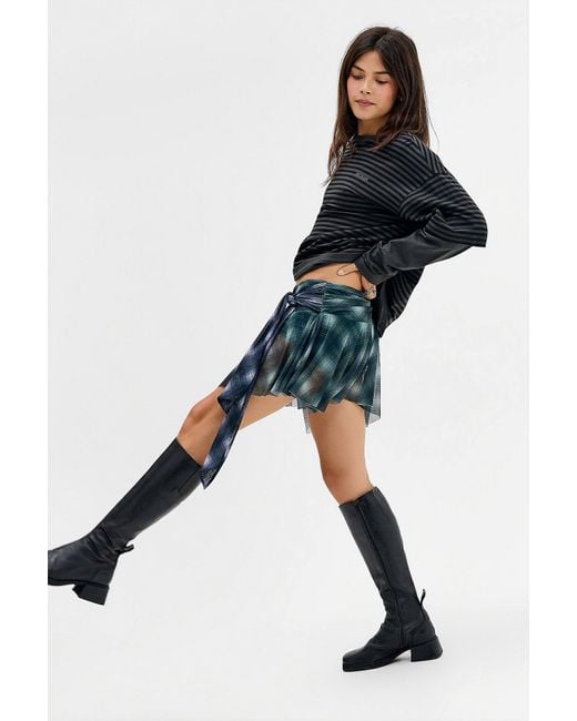 Urban Outfitters Black Uo Tie Waist Mesh Mini Skirt