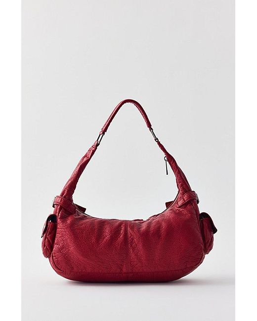 Silence + Noise Emily Washed Faux Leather Shoulder Bag in Red | Lyst