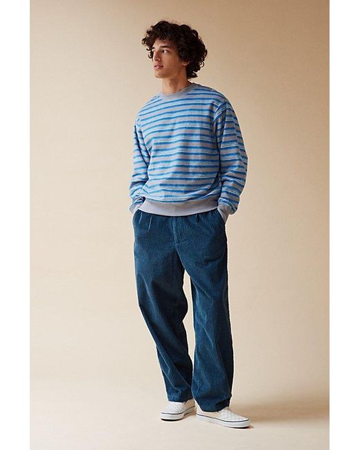 Urban Outfitters Blue Uo Reverse Stripe Crew Neck Sweatshirt for men