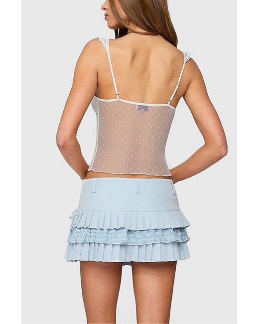 Edikted White Dotted Sheer Mesh Top