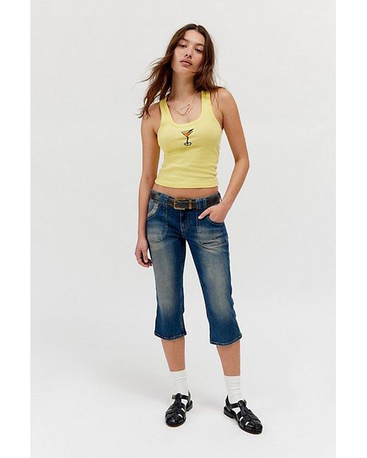Urban Outfitters Yellow Martini Embroidered Tank Top