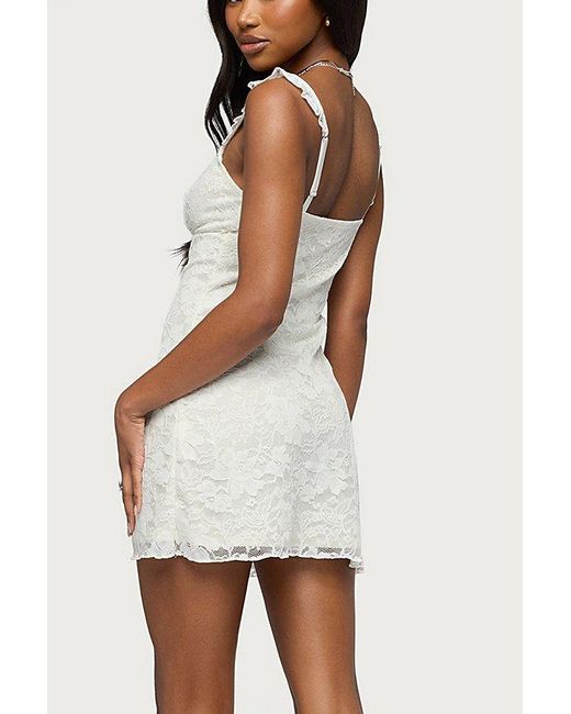 edikted white lace dress Edikted Peeking Lace Mini Dress - White