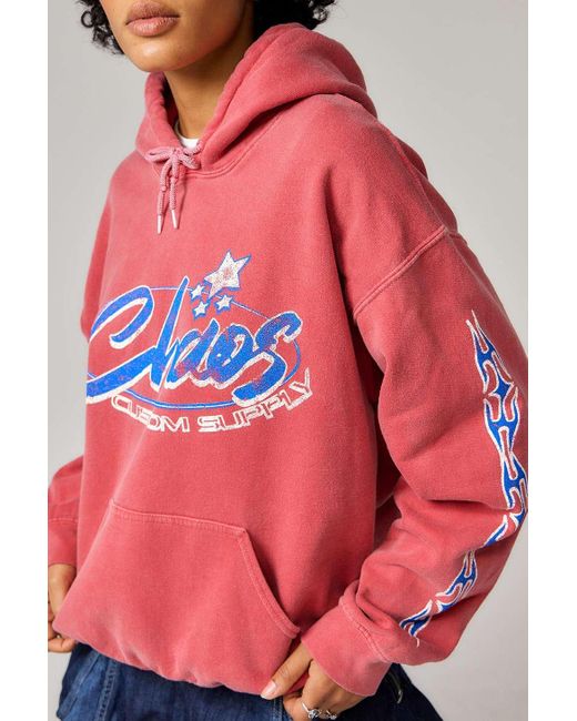 Urban Outfitters Red Uo Chaos Graphic Hoodie