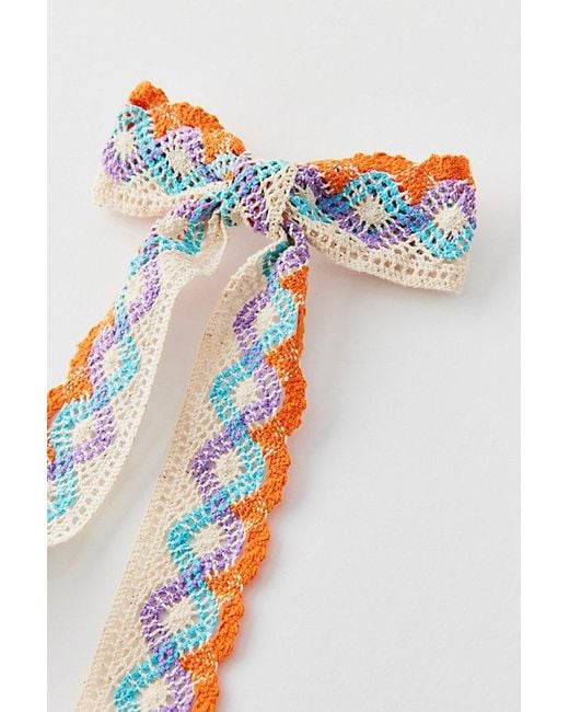 Urban Outfitters Orange Long Crochet Hair Bow Barrette