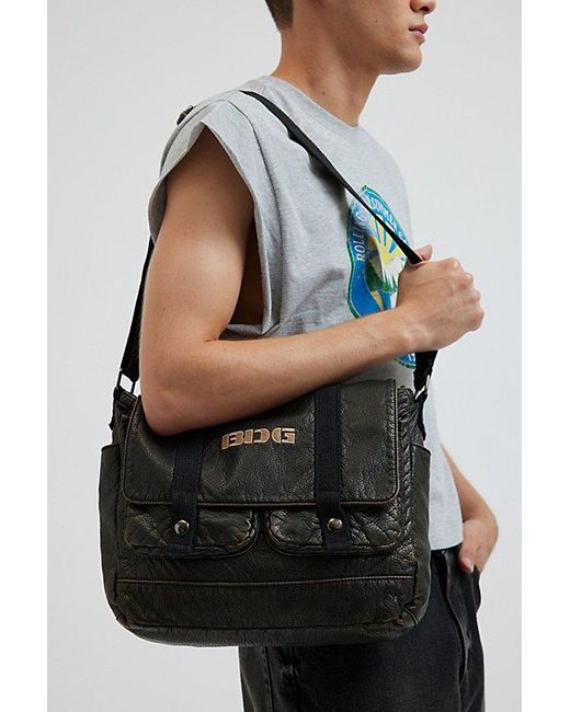 Faux leather messenger bag mens discount