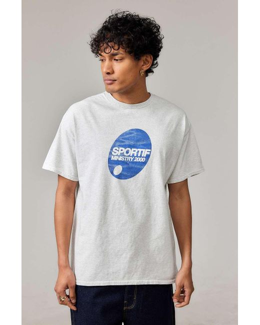 Urban Outfitters White Uo Sportif Grey T-shirt for men