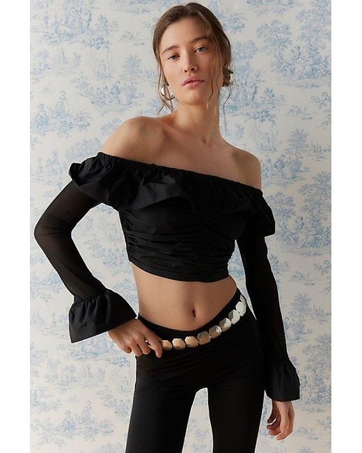 Kimchi Blue Black Kimchi Zora Off-The-Shoulder Ruffle Top