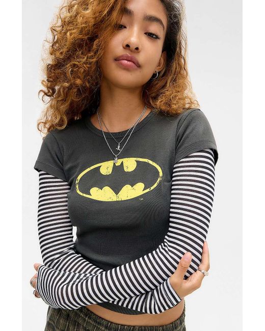 Urban Outfitters Gray Uo Batman Twofer Long Sleeve Baby T-shirt